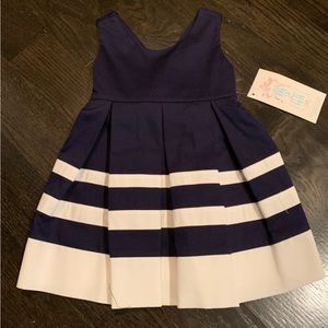 Sz 2T vive la fete boutique striped dress with back bow EUC